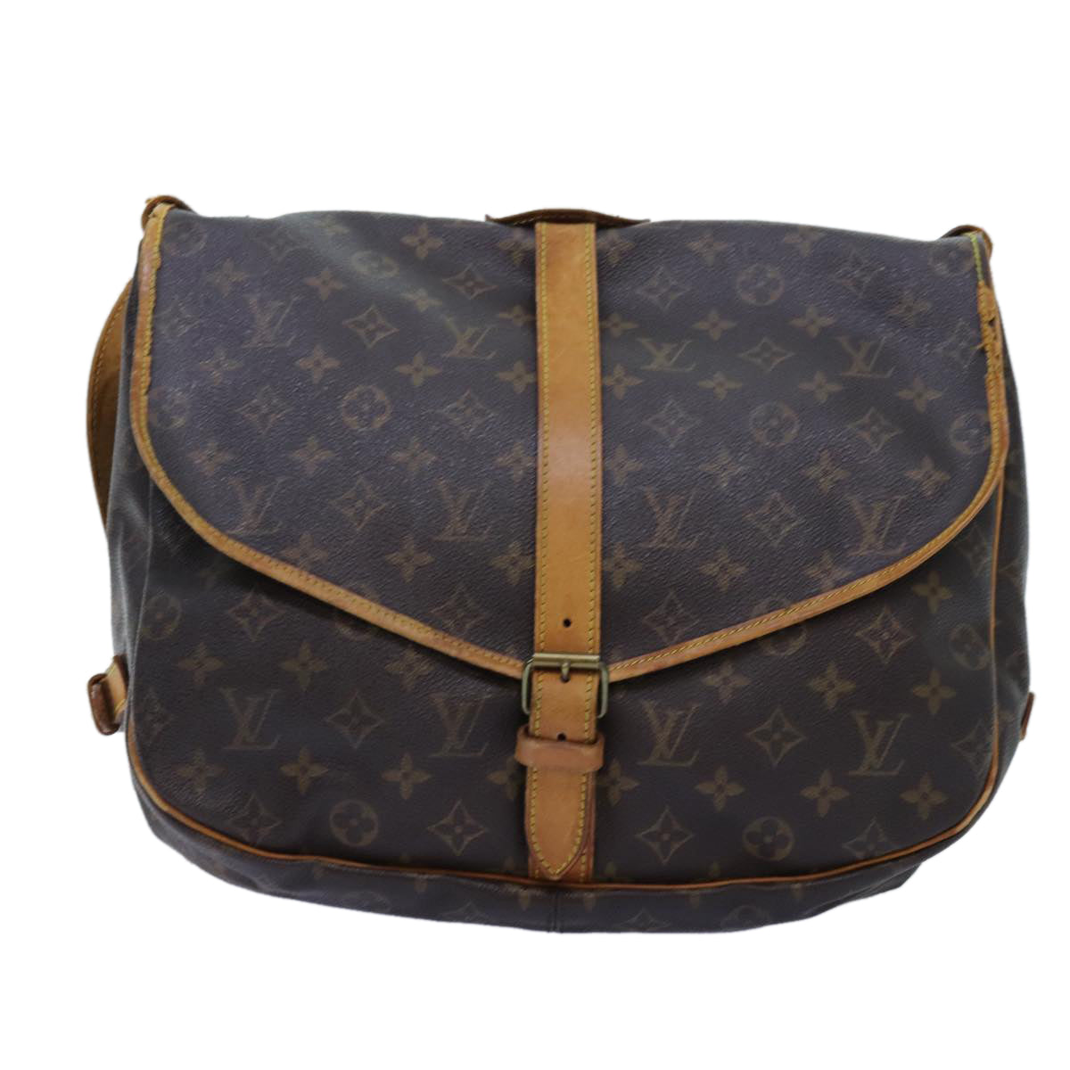 LOUIS VUITTON Monogram Saumur 35 Shoulder Bag M42254 LV Auth 72612