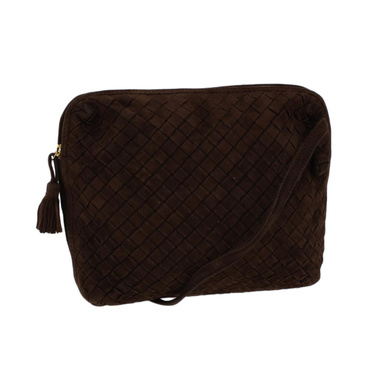 BOTTEGA VENETA INTRECCIATO Shoulder Bag Leather Vintage Brown Auth 72614