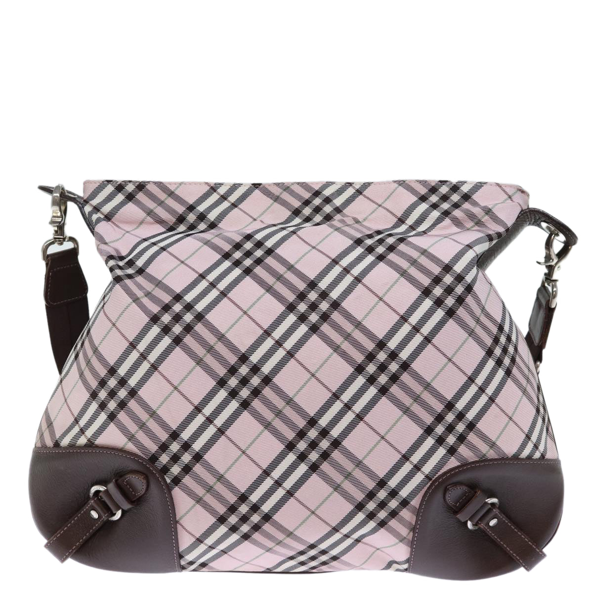 BURBERRY Nova Check Blue Label Shoulder Bag Nylon Pink Auth 72615