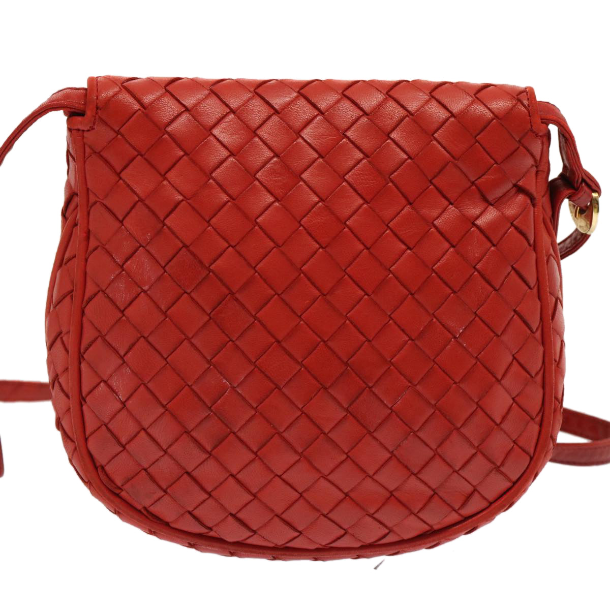 BOTTEGA VENETA INTRECCIATO Shoulder Bag Leather Red Auth 72619 - 0