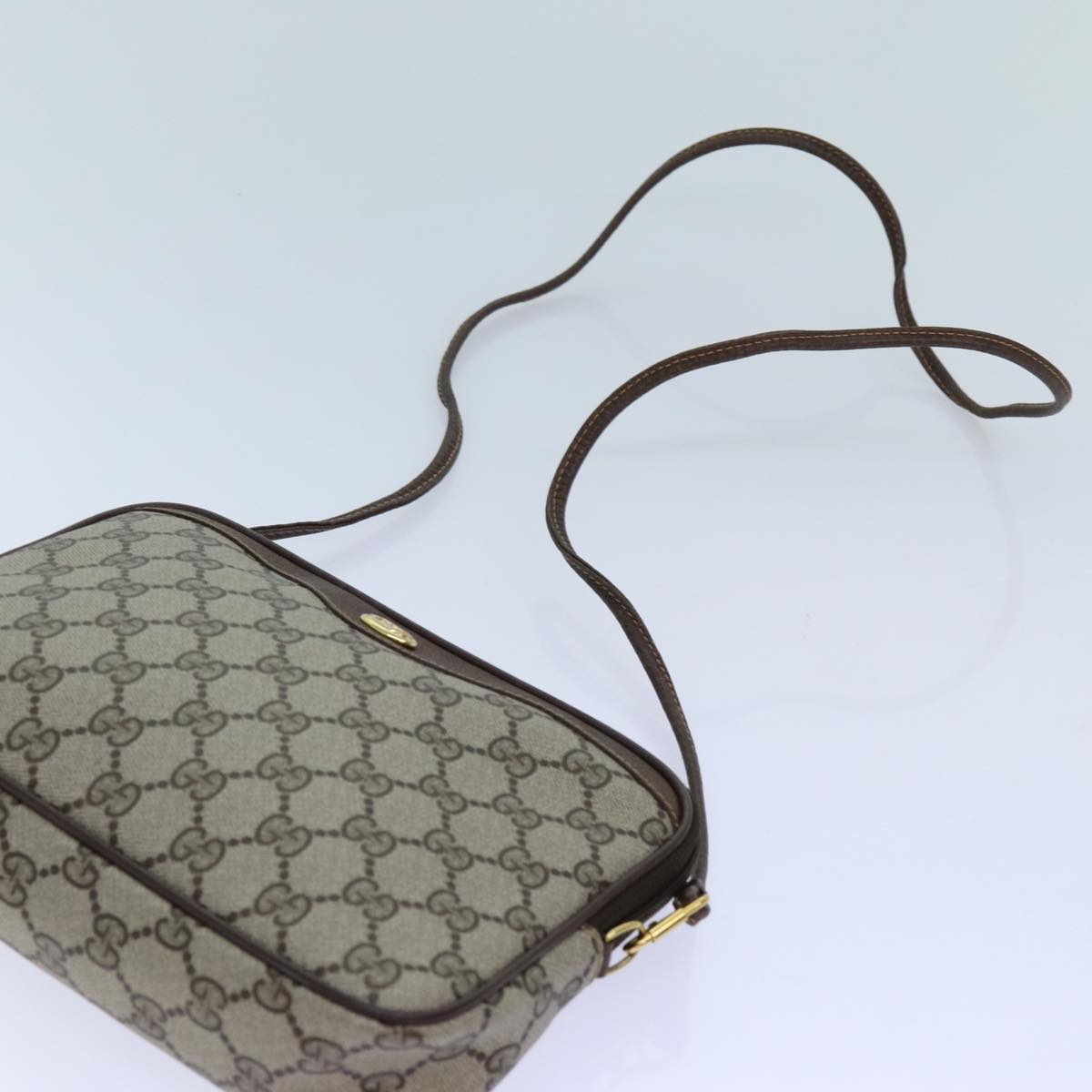 GUCCI GG Supreme Shoulder Bag PVC Beige 97 02 068 Auth 72620