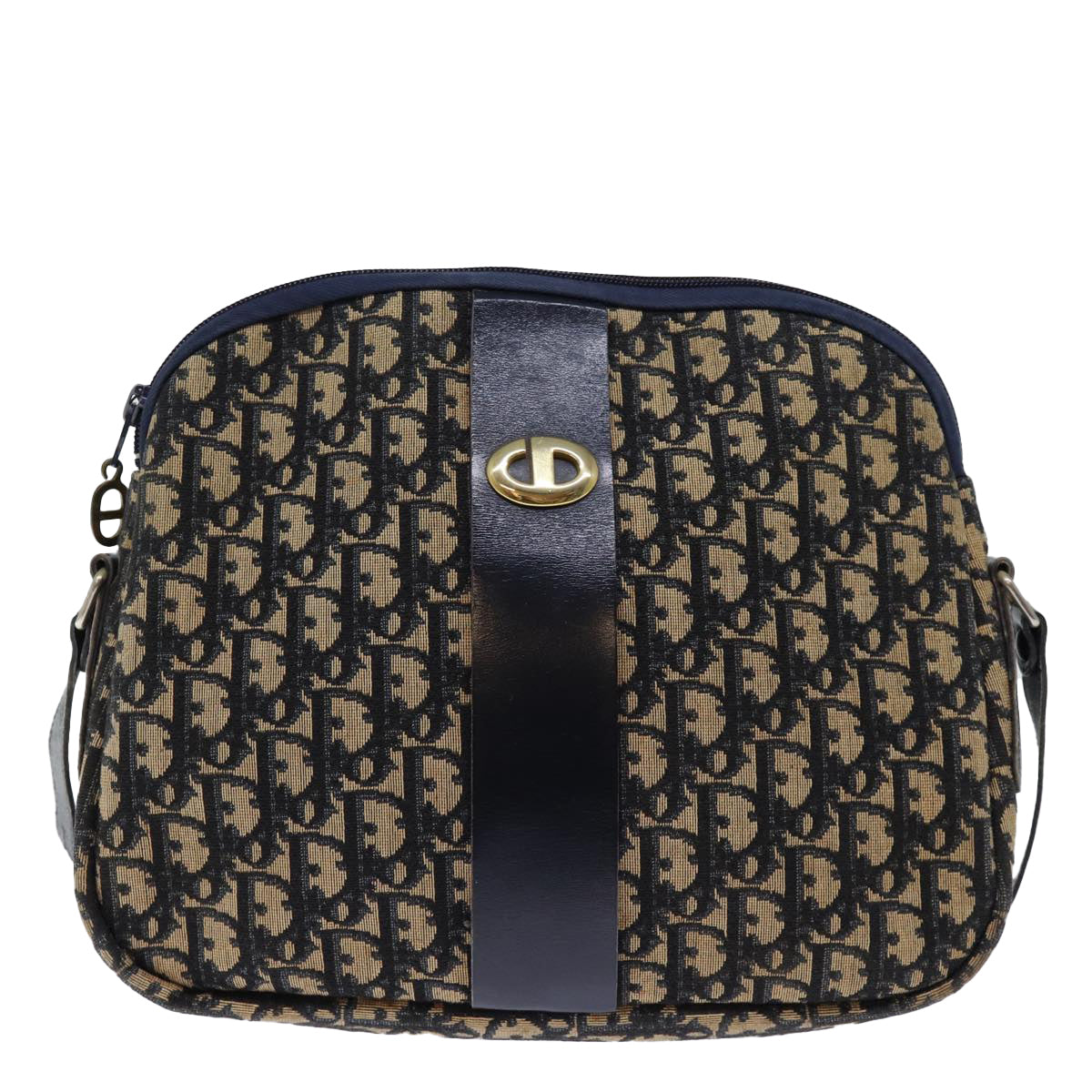 Christian Dior Trotter Canvas Shoulder Bag Navy Auth 72629