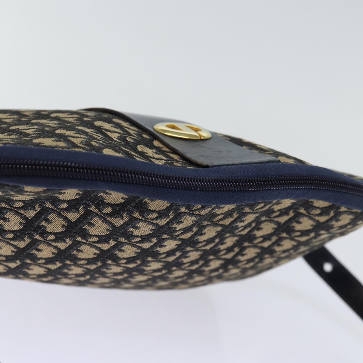 Christian Dior Trotter Canvas Shoulder Bag Navy Auth 72629