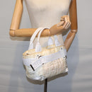 FENDI Zucca Canvas Hand Bag Nylon White Auth 72631-21