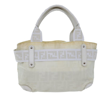 FENDI Zucca Canvas Hand Bag Nylon White Auth 72631 - 0