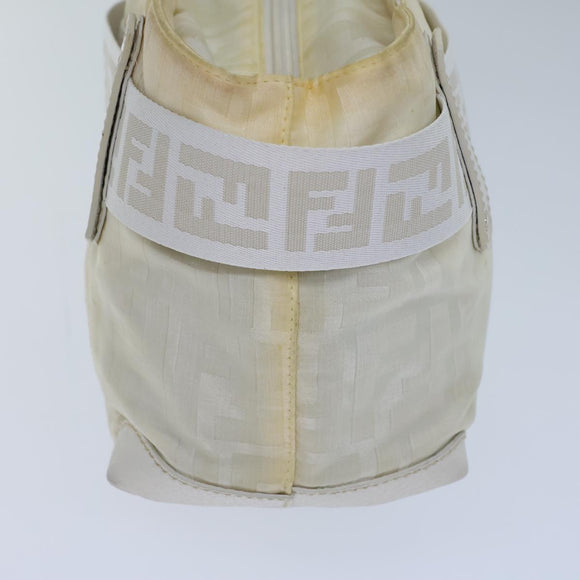 FENDI Zucca Canvas Hand Bag Nylon White Auth 72631