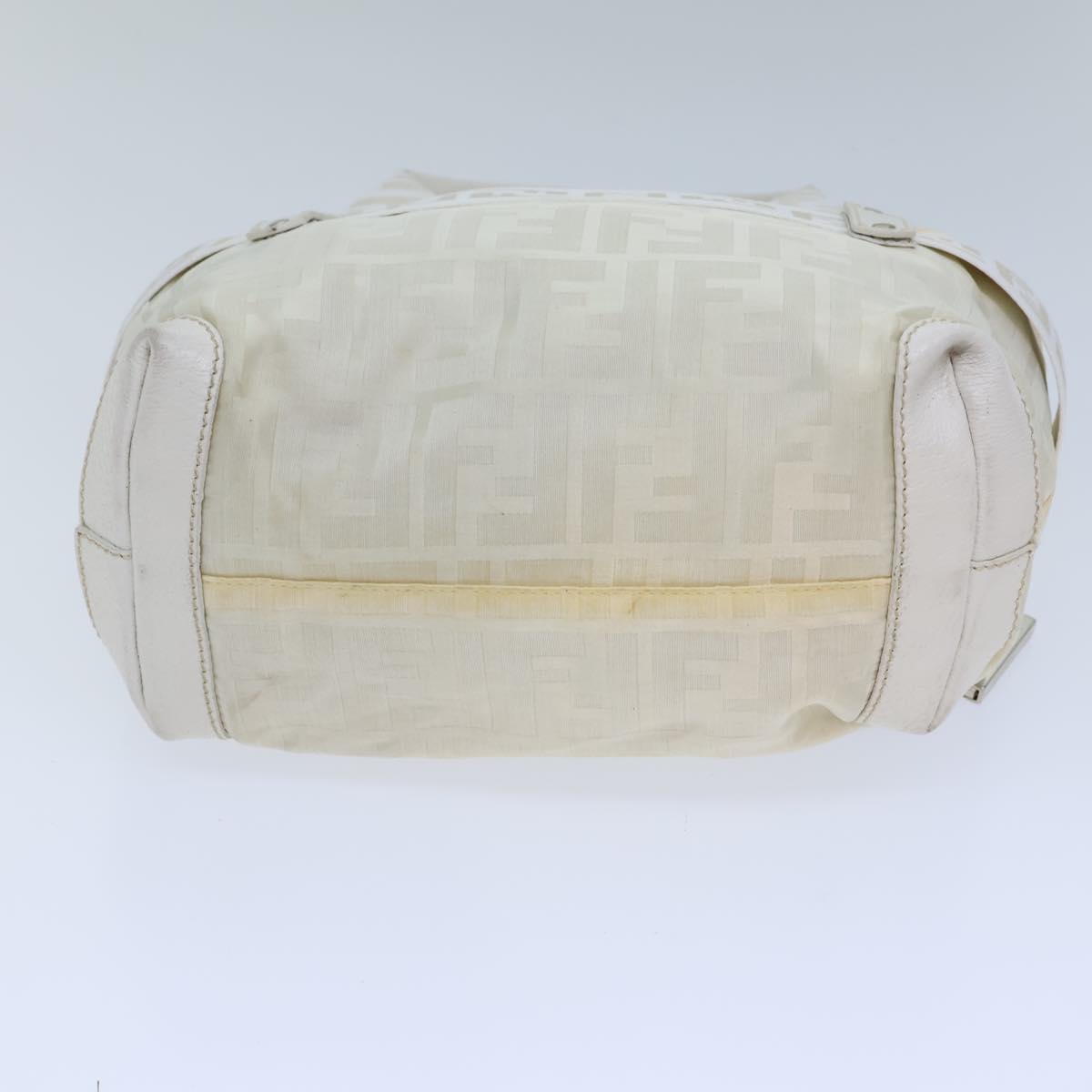 FENDI Zucca Canvas Hand Bag Nylon White Auth 72631