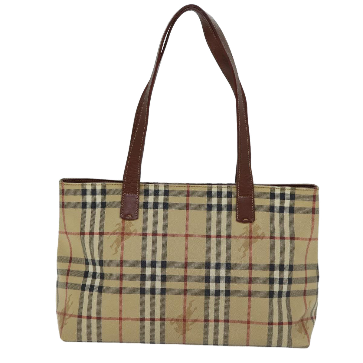 BURBERRY Nova Check Tote Bag PVC Beige Brown Auth 72636 - 0