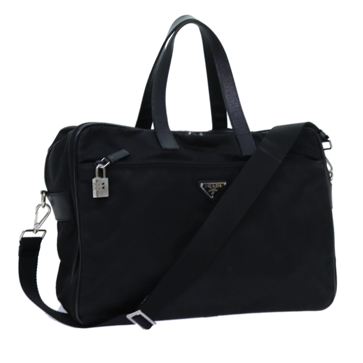 PRADA Hand Bag Nylon 2way Black Auth 72647