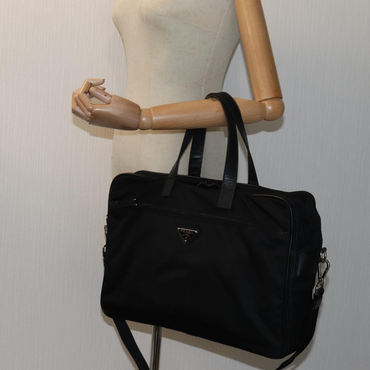 PRADA Hand Bag Nylon 2way Black Auth 72647