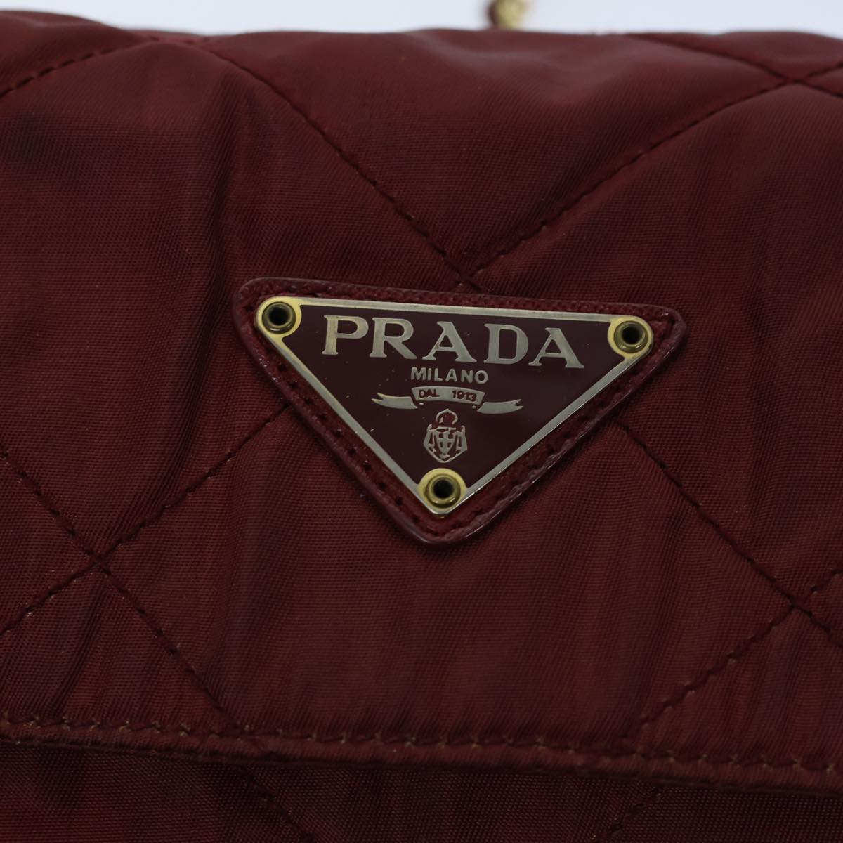 PRADA Quilted Chain Shoulder Bag Nylon Red Auth 72656