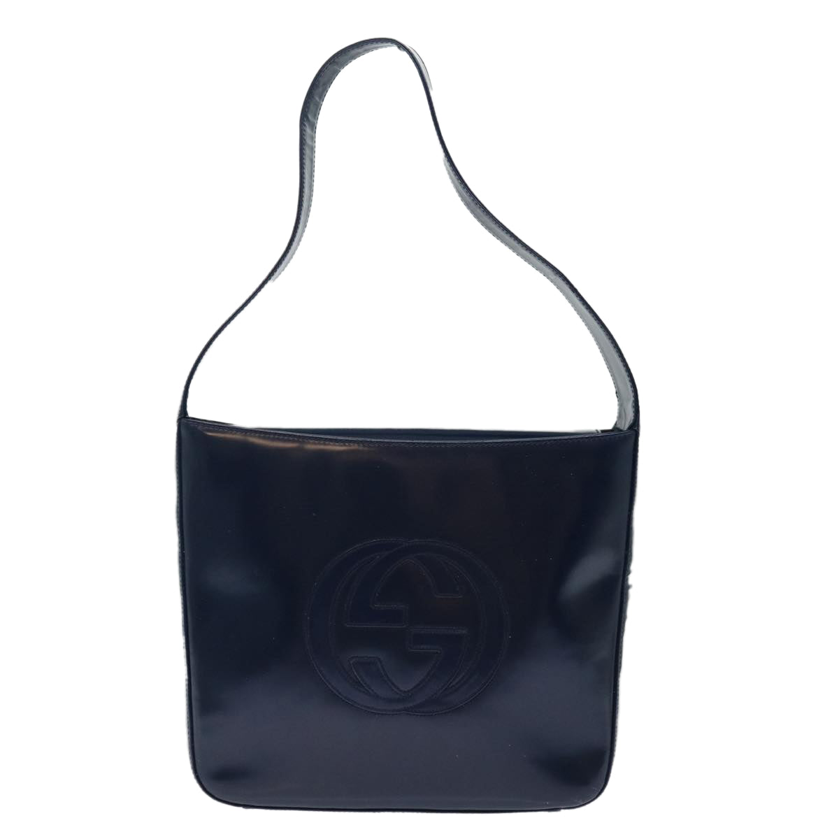 GUCCI Interlocking Shoulder Bag Enamel Navy Auth 72657