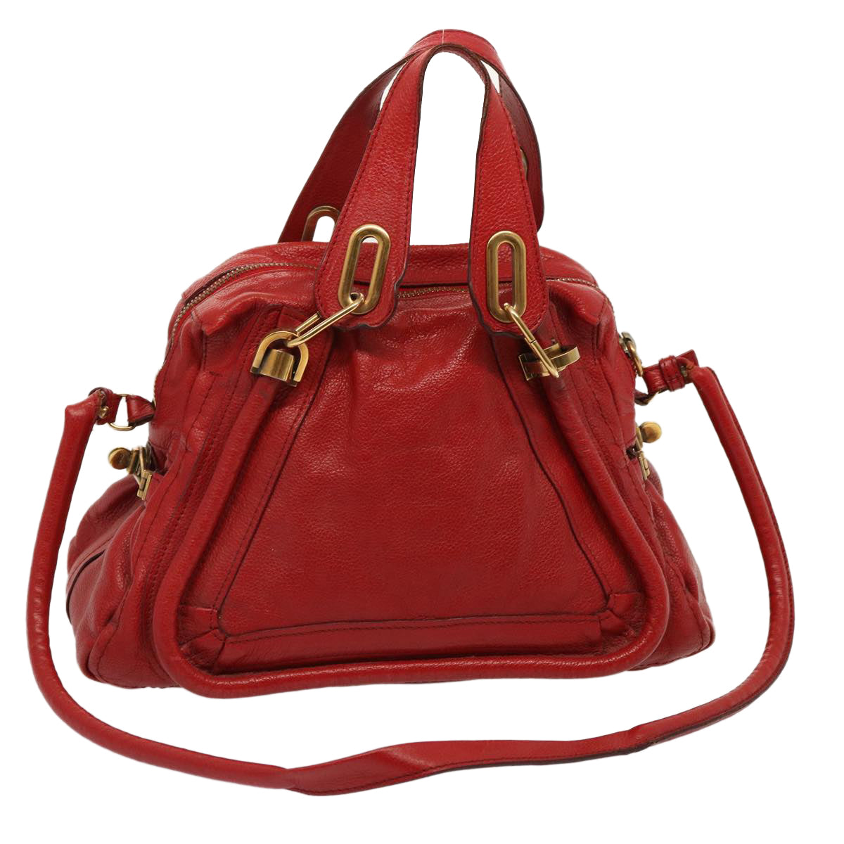 Chloe Paraty Hand Bag Leather 2way Red Auth 72667