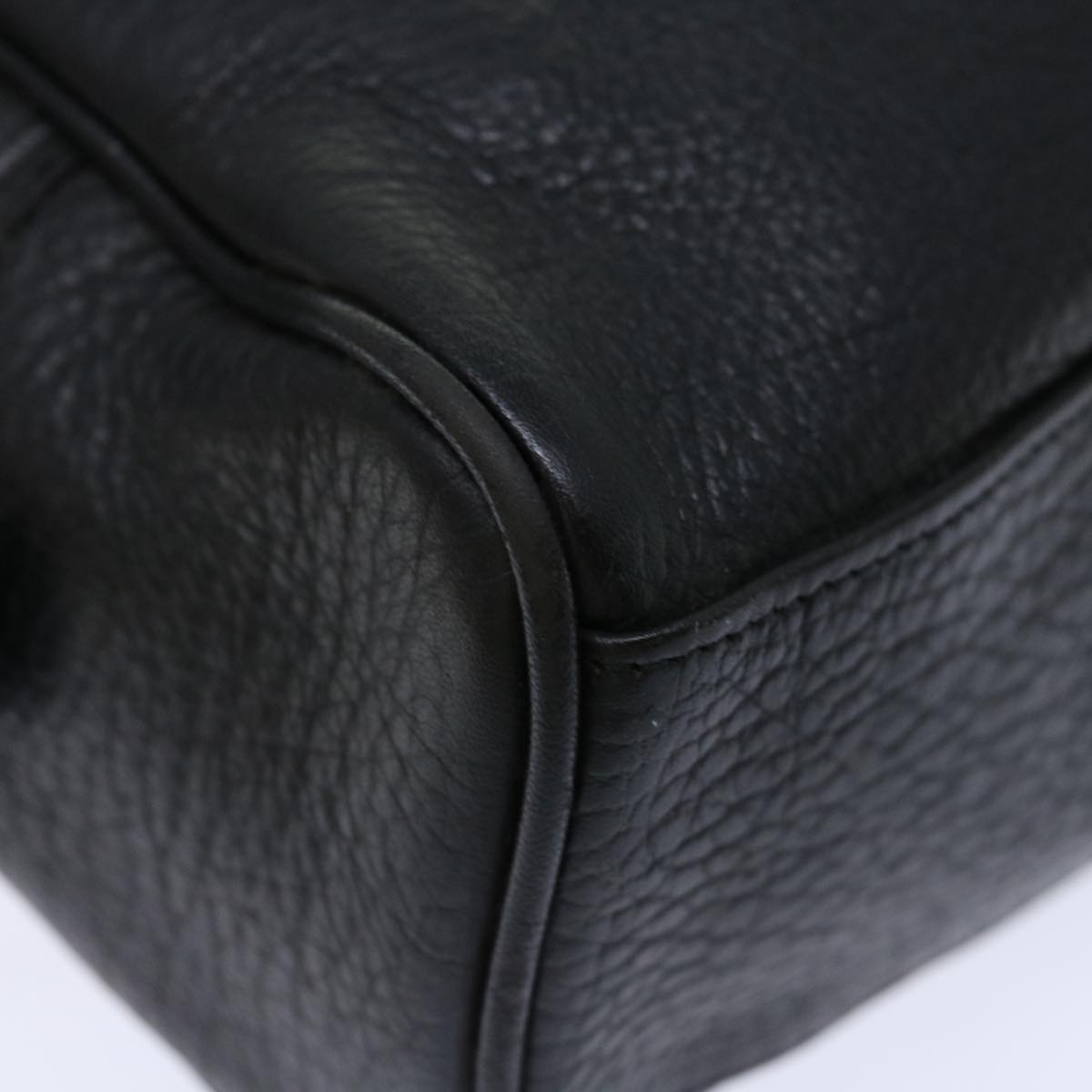 Burberrys Shoes case Hand Bag Leather Black Auth 72670