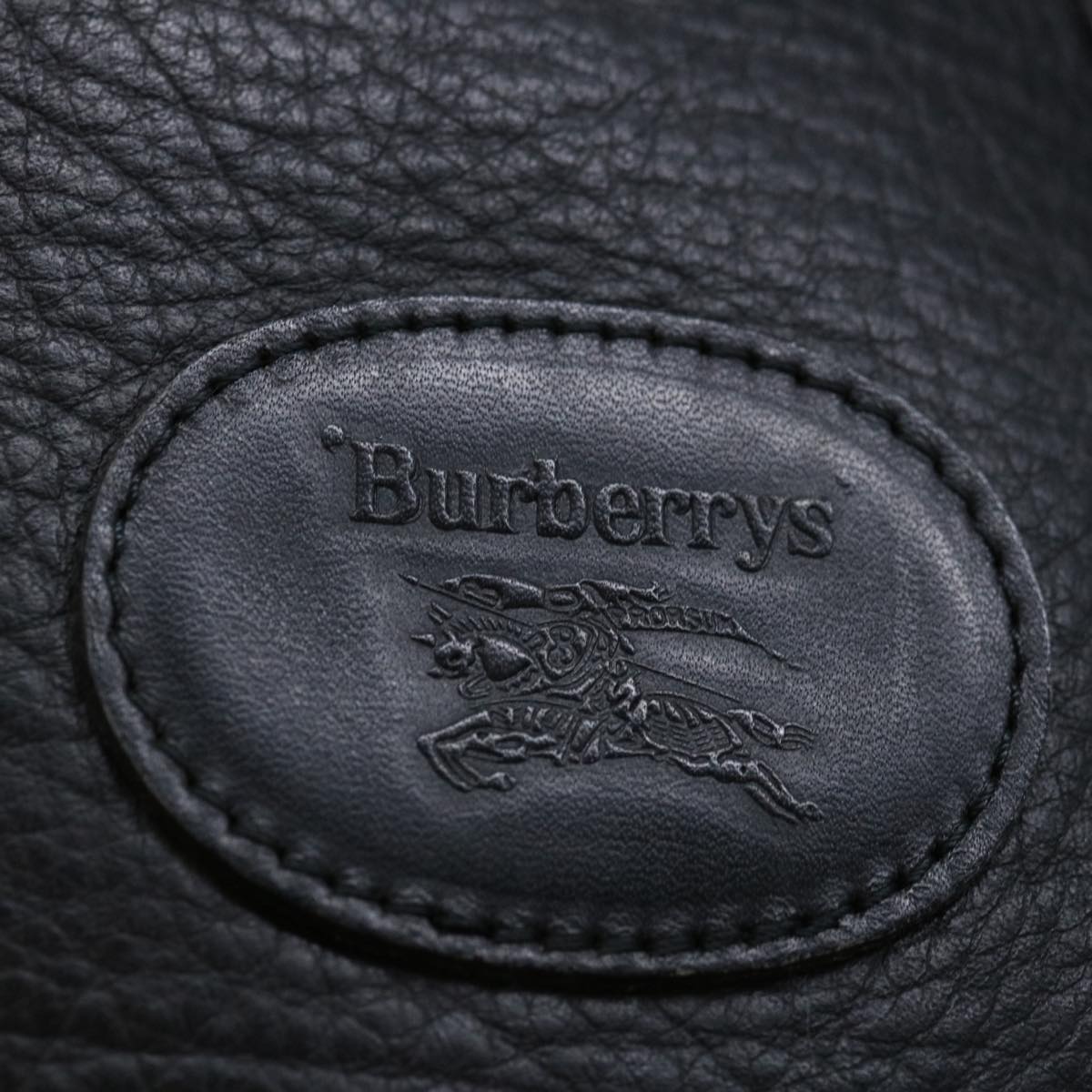 Burberrys Shoes case Hand Bag Leather Black Auth 72670