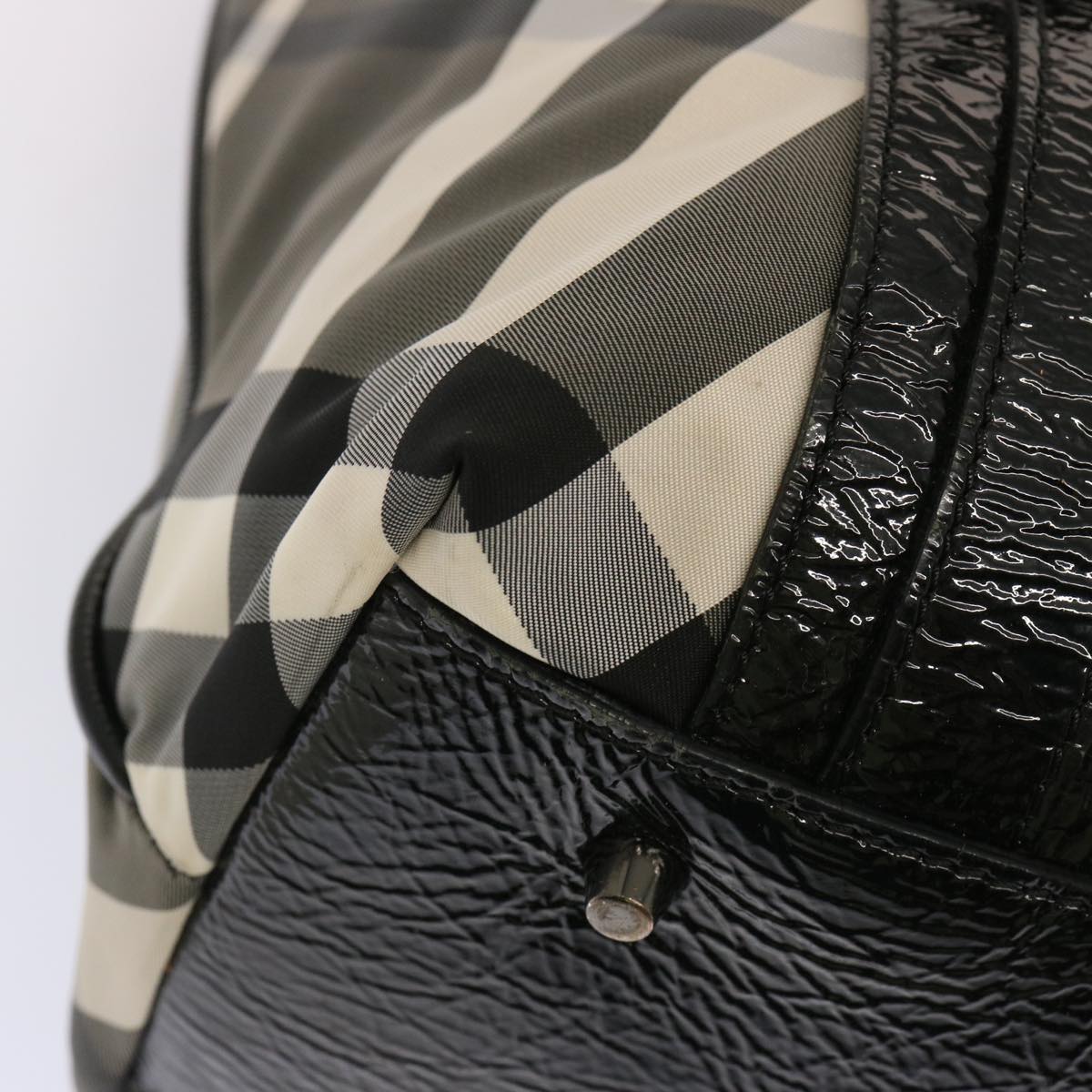 BURBERRY Nova Check Tote Bag Nylon Black Auth 72671