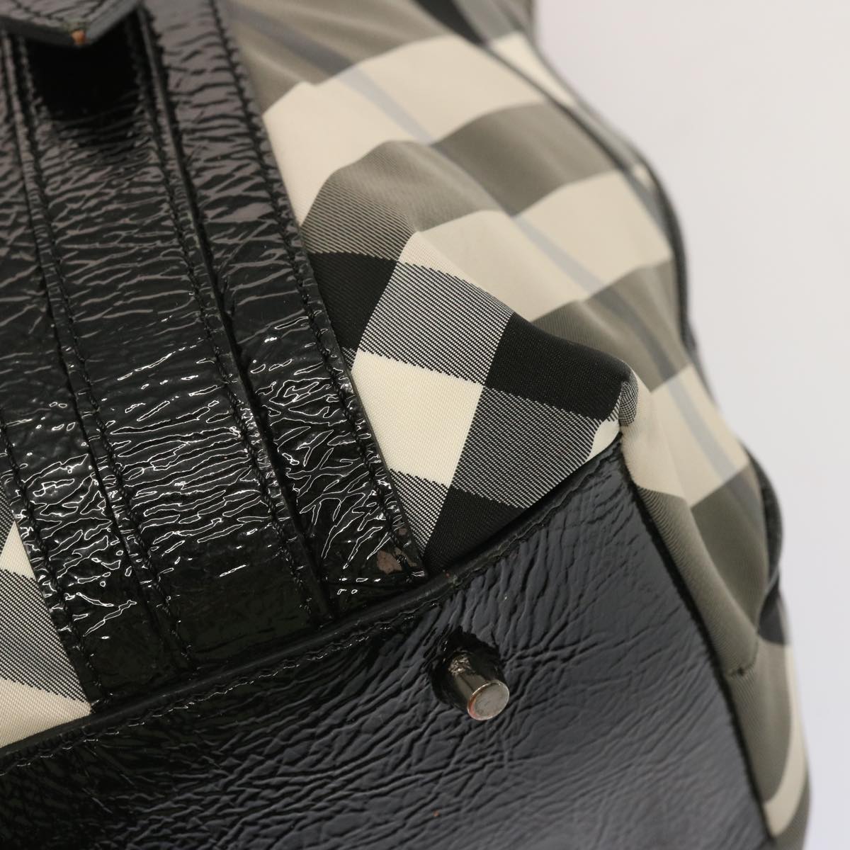 BURBERRY Nova Check Tote Bag Nylon Black Auth 72671