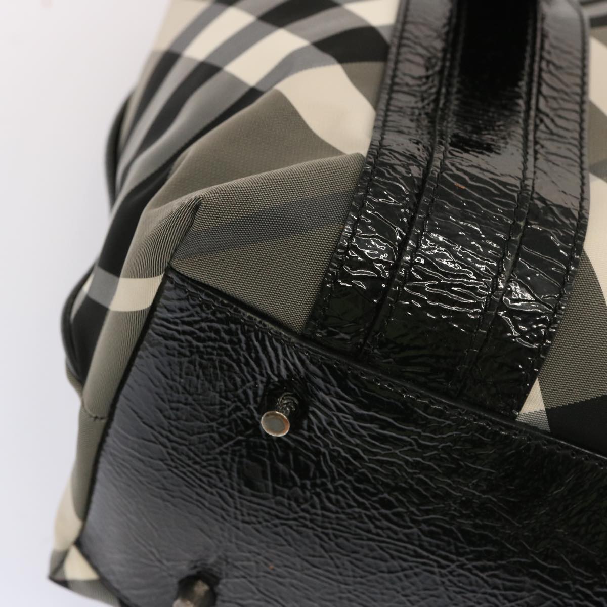 BURBERRY Nova Check Tote Bag Nylon Black Auth 72671