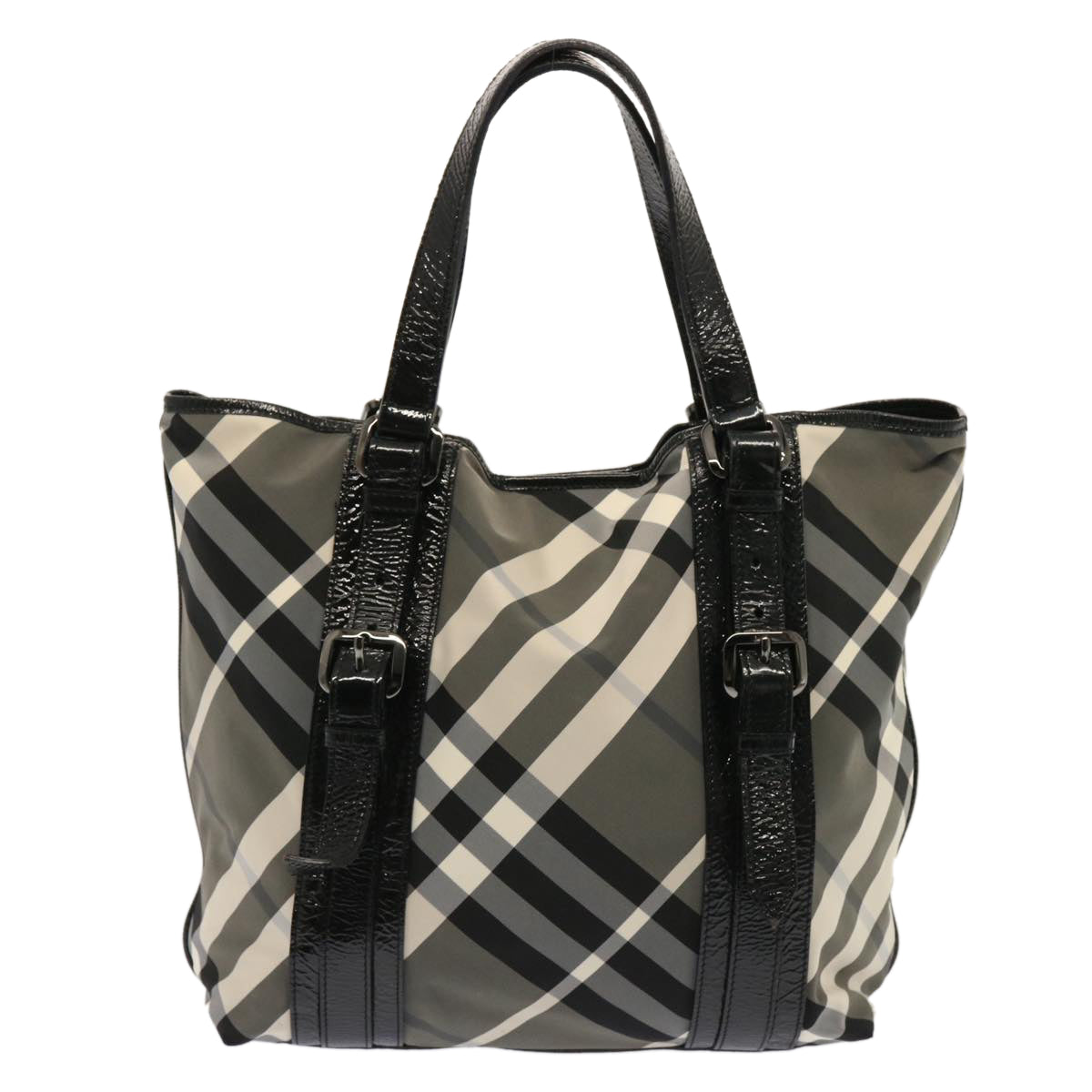 BURBERRY Nova Check Tote Bag Nylon Black Auth 72671 - 0