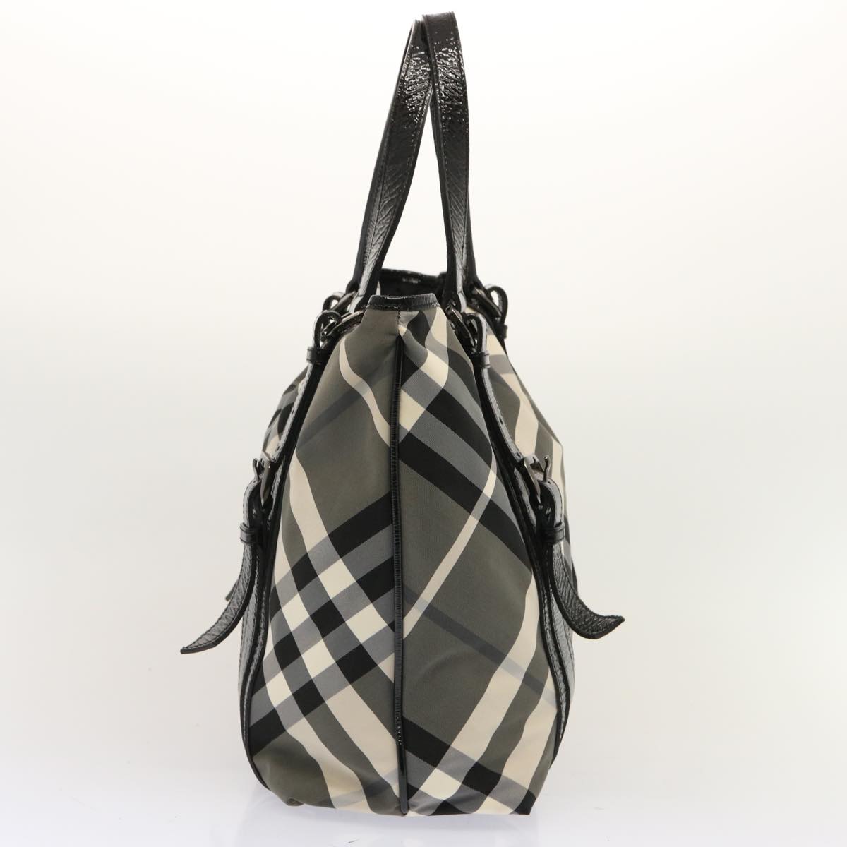 BURBERRY Nova Check Tote Bag Nylon Black Auth 72671