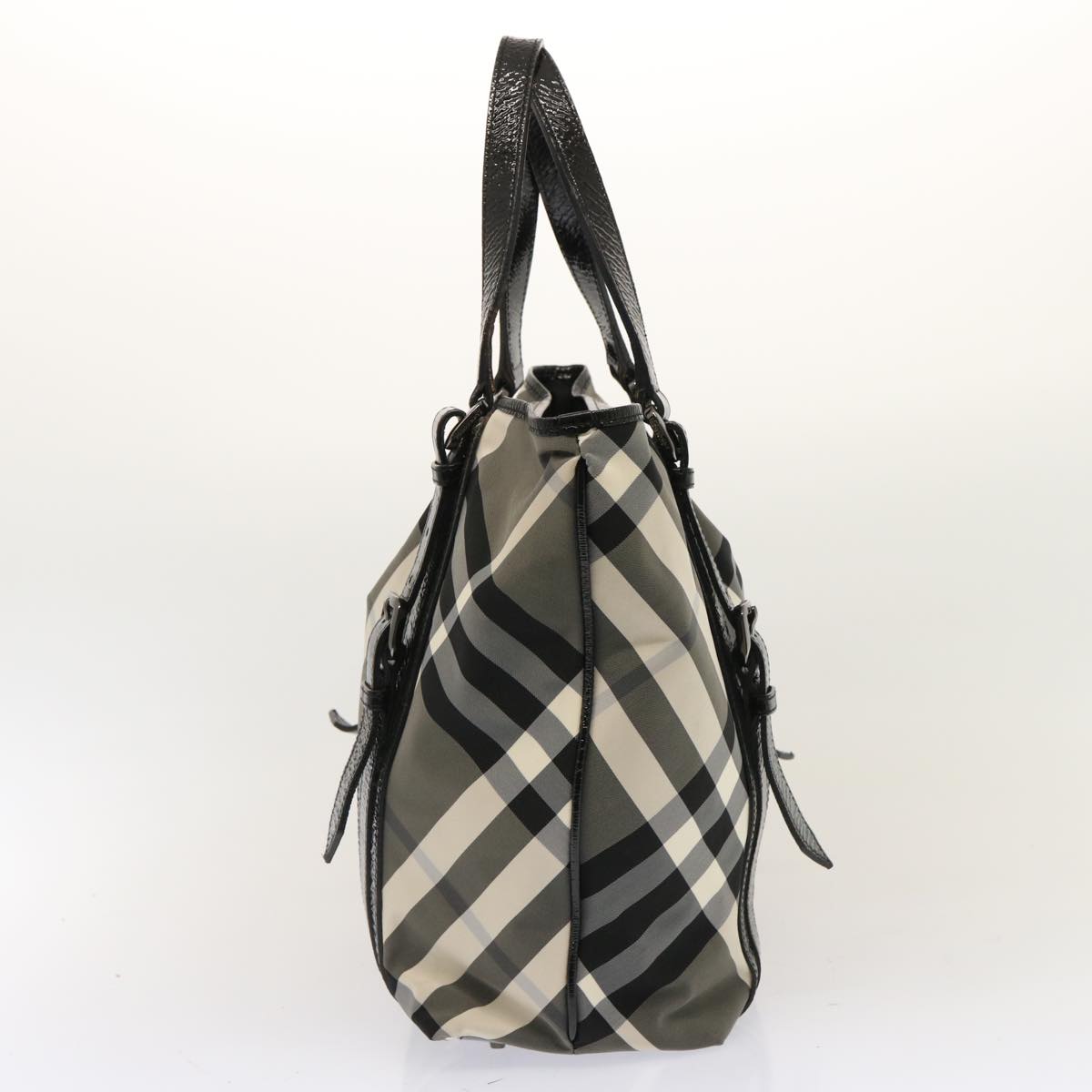 BURBERRY Nova Check Tote Bag Nylon Black Auth 72671