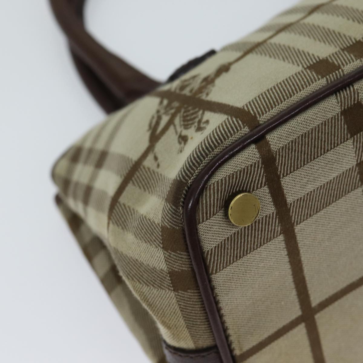 BURBERRY Nova Check Hand Bag Canvas Beige Brown Auth 72676