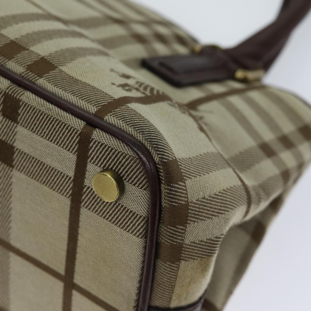 BURBERRY Nova Check Hand Bag Canvas Beige Brown Auth 72676