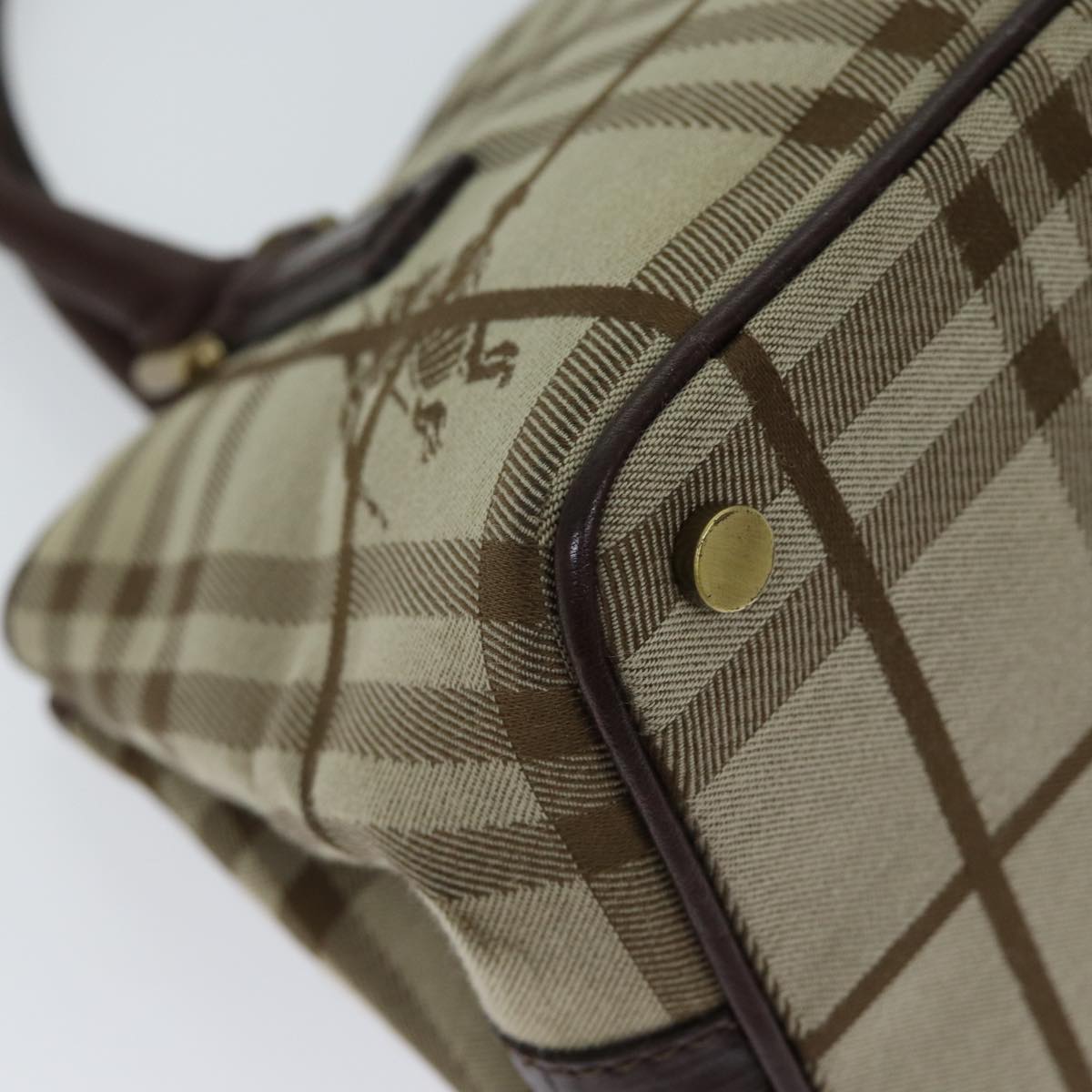 BURBERRY Nova Check Hand Bag Canvas Beige Brown Auth 72676