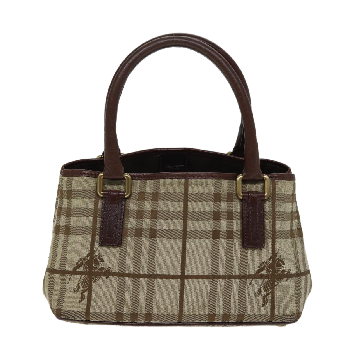 BURBERRY Nova Check Hand Bag Canvas Beige Brown Auth 72676