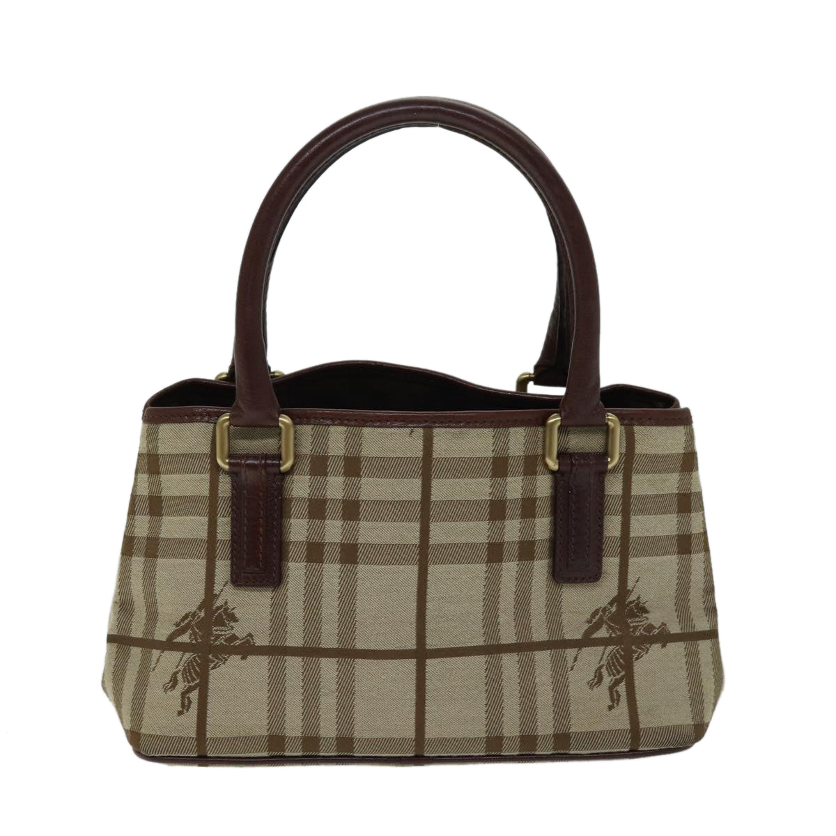 BURBERRY Nova Check Hand Bag Canvas Beige Brown Auth 72676 - 0