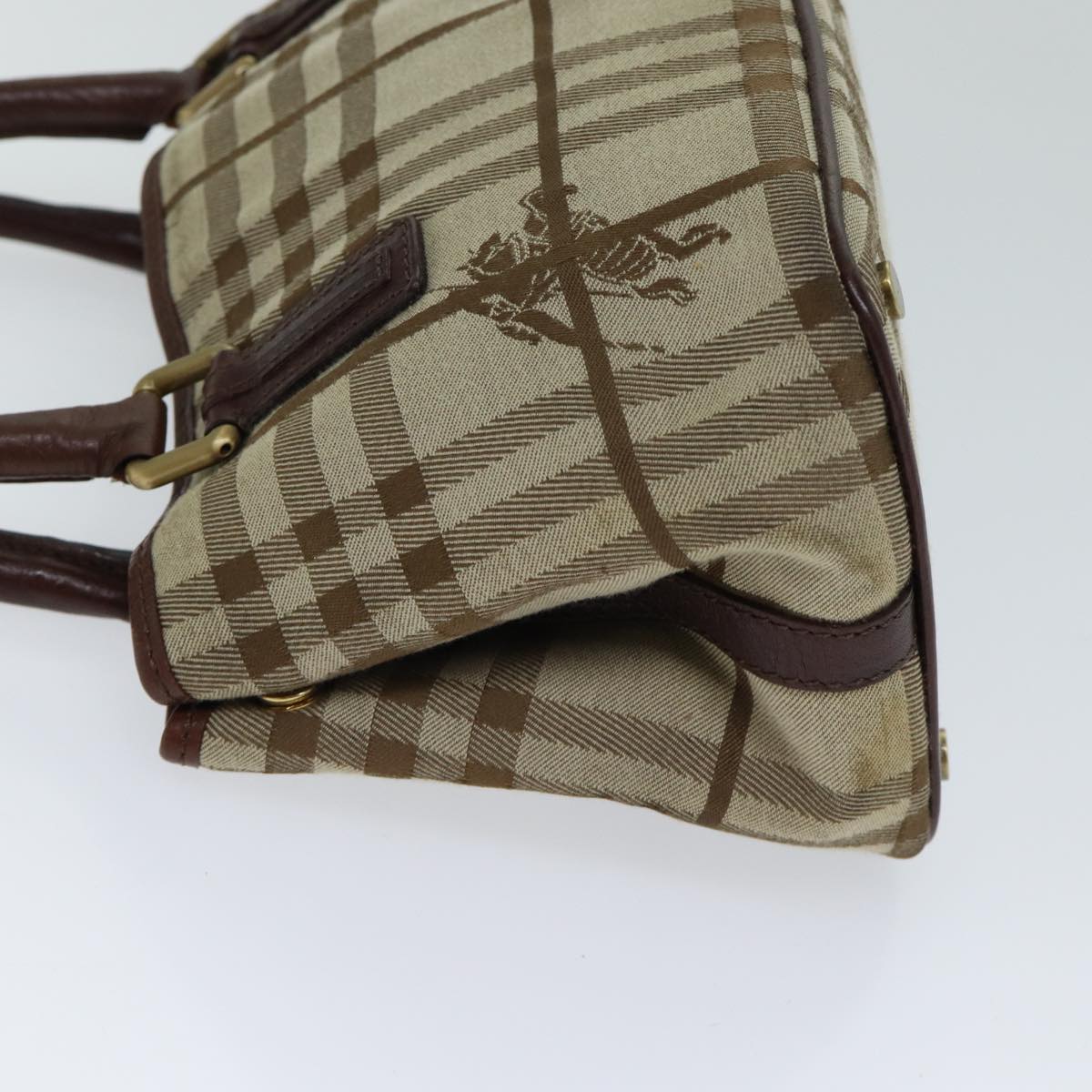 BURBERRY Nova Check Hand Bag Canvas Beige Brown Auth 72676