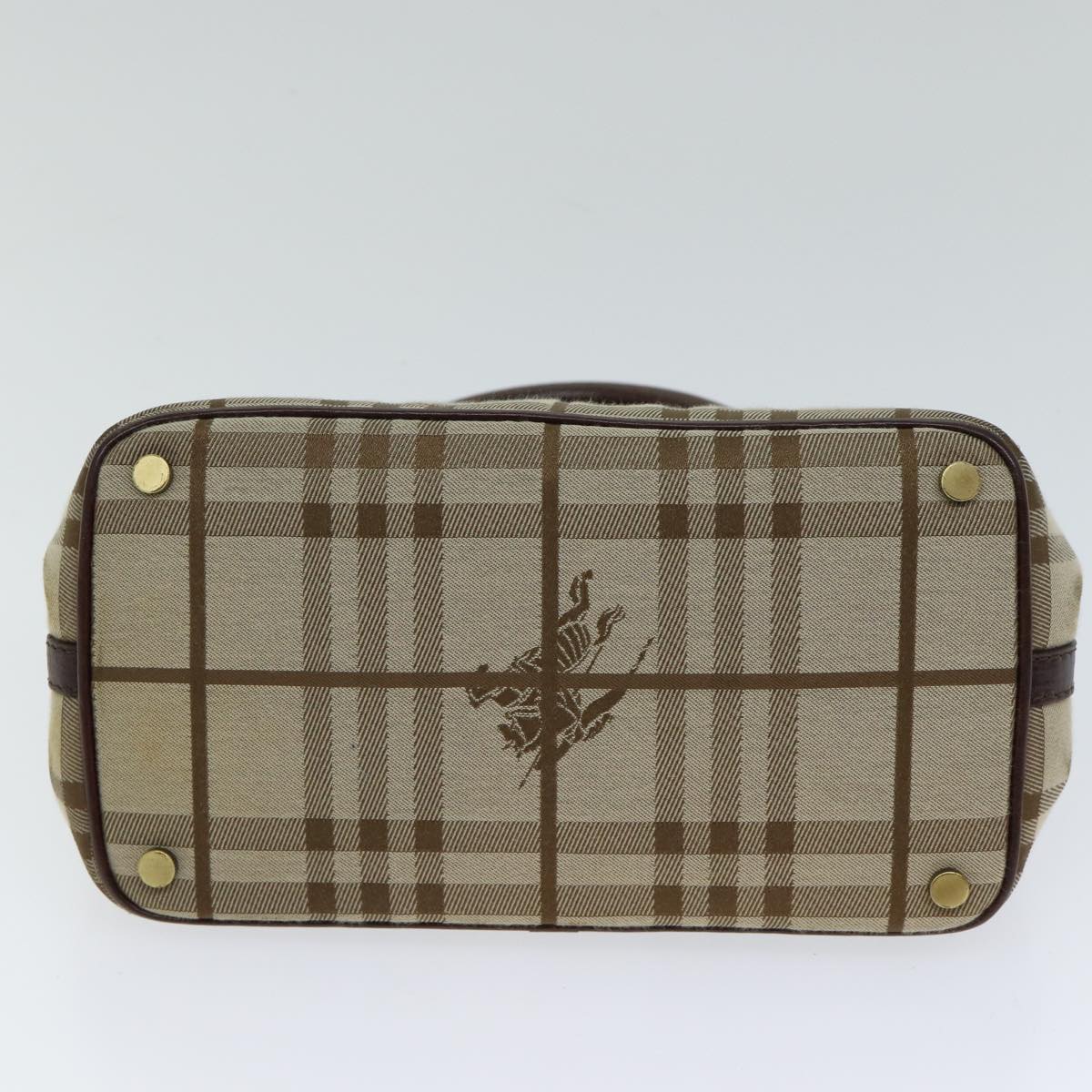 BURBERRY Nova Check Hand Bag Canvas Beige Brown Auth 72676