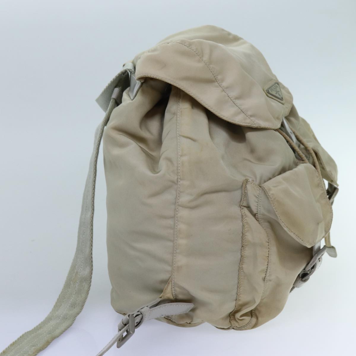 PRADA Backpack Nylon Beige Auth 72678