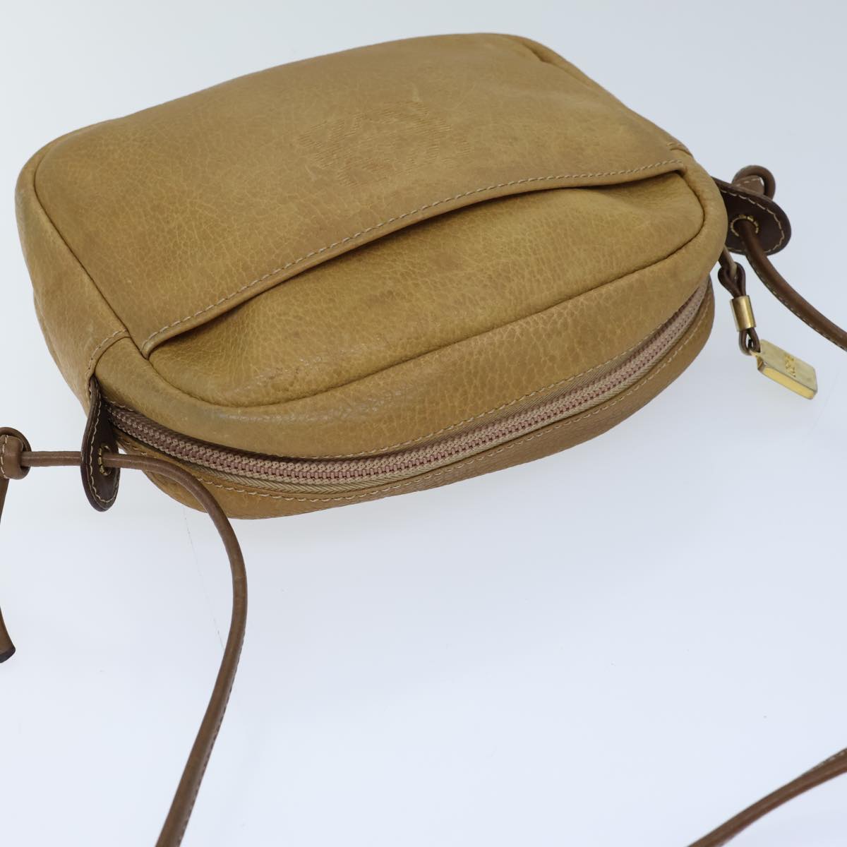 LOEWE Shoulder Bag Leather Beige Auth 72681