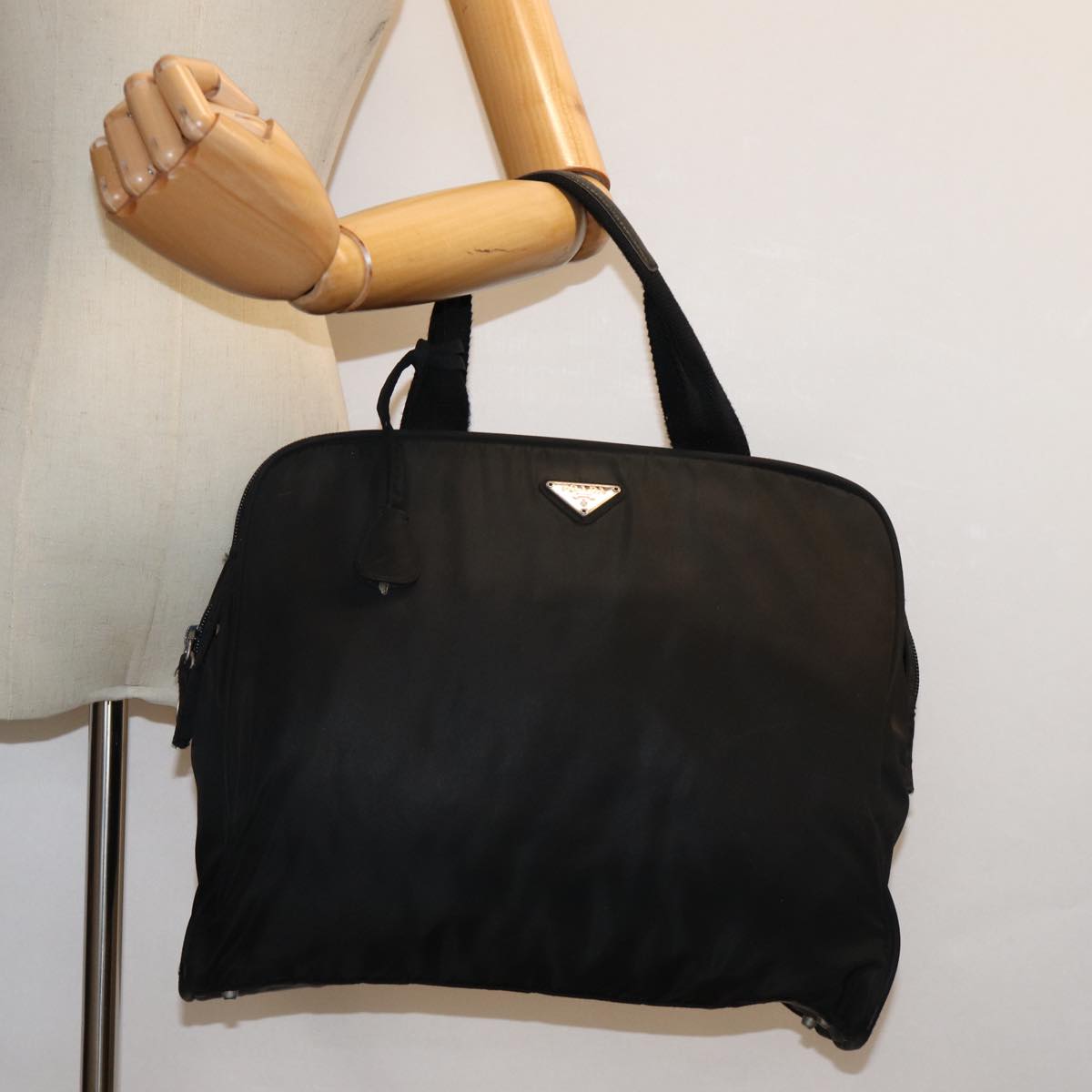 PRADA Hand Bag Nylon Black Auth 72684