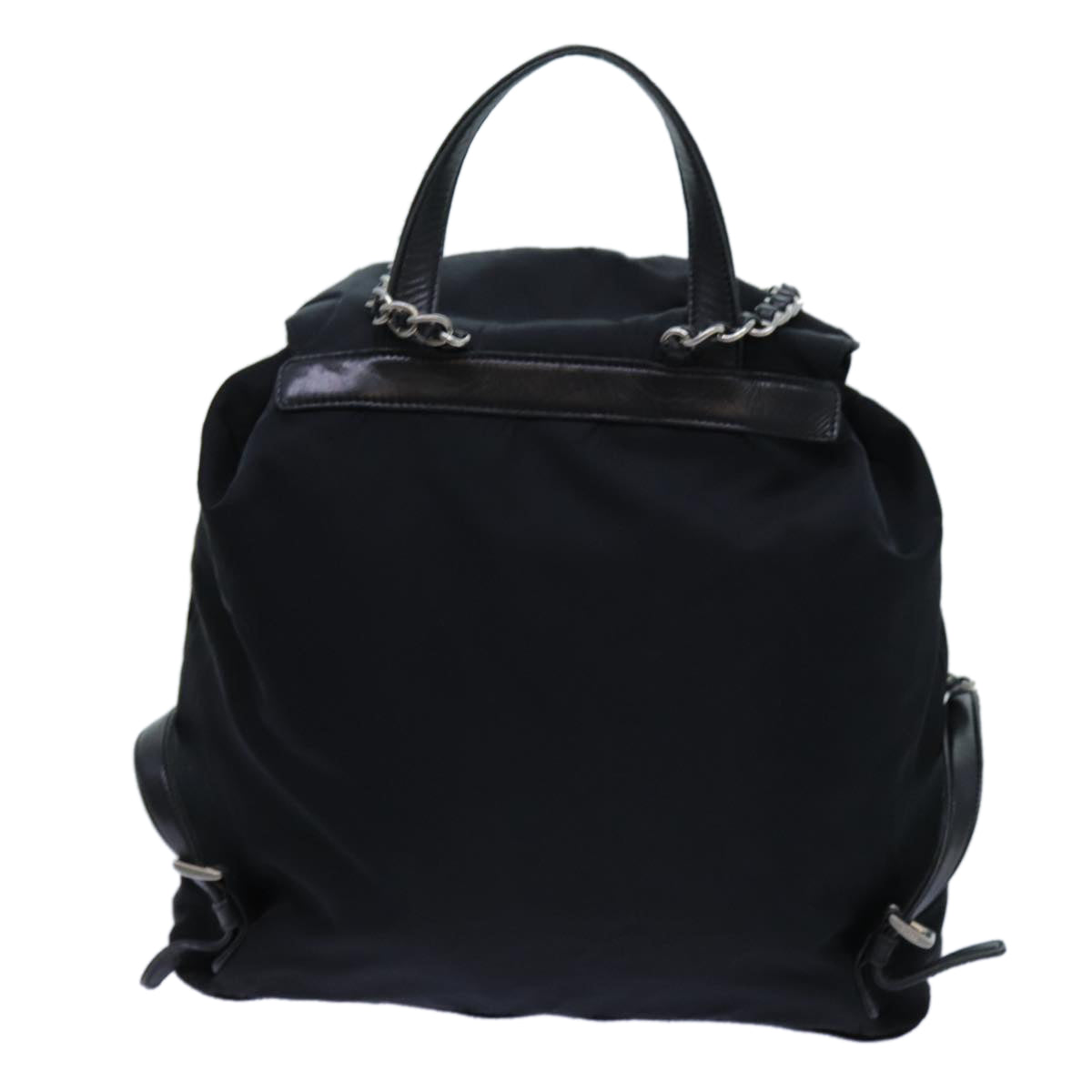 PRADA Chain Backpack Nylon Black Auth 72700 - 0