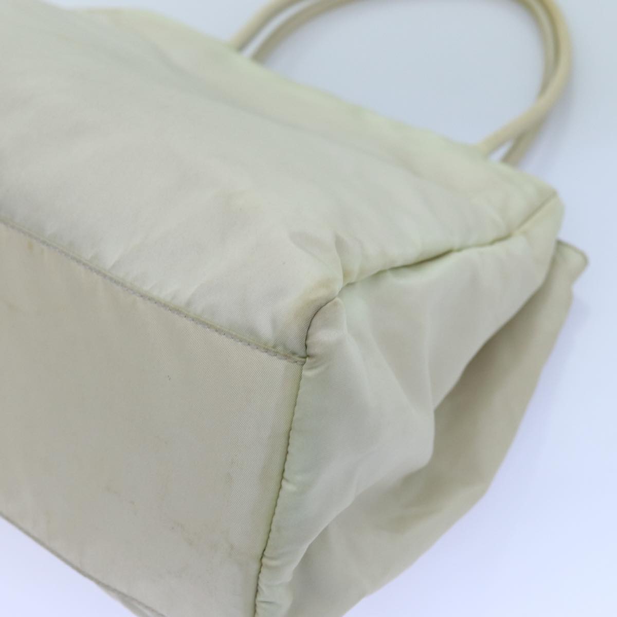 PRADA Hand Bag Nylon Beige Auth 72704
