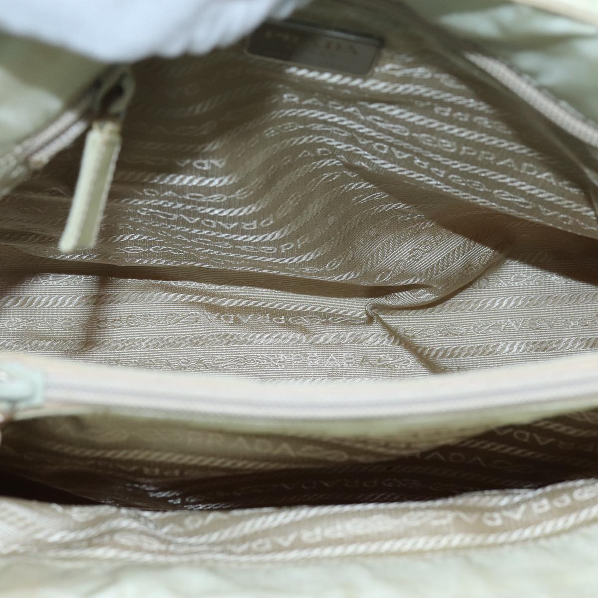 PRADA Hand Bag Nylon Beige Auth 72704