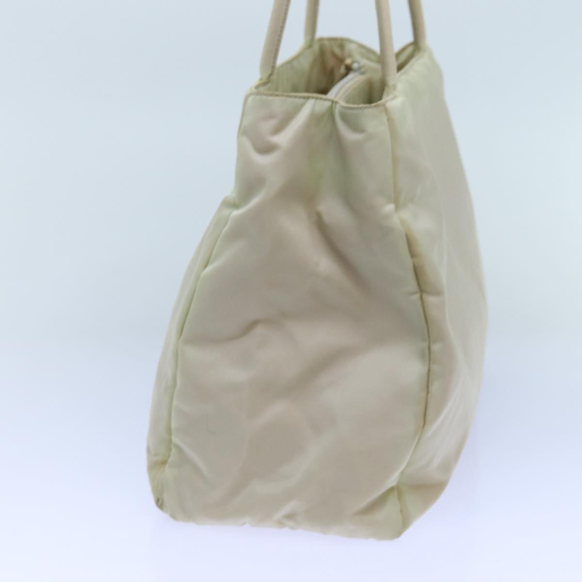 PRADA Hand Bag Nylon Beige Auth 72704