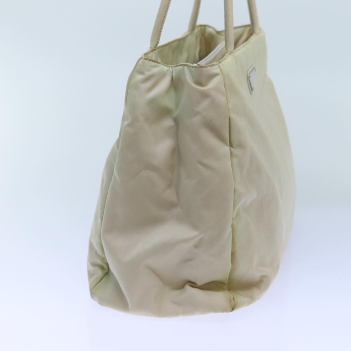 PRADA Hand Bag Nylon Beige Auth 72704