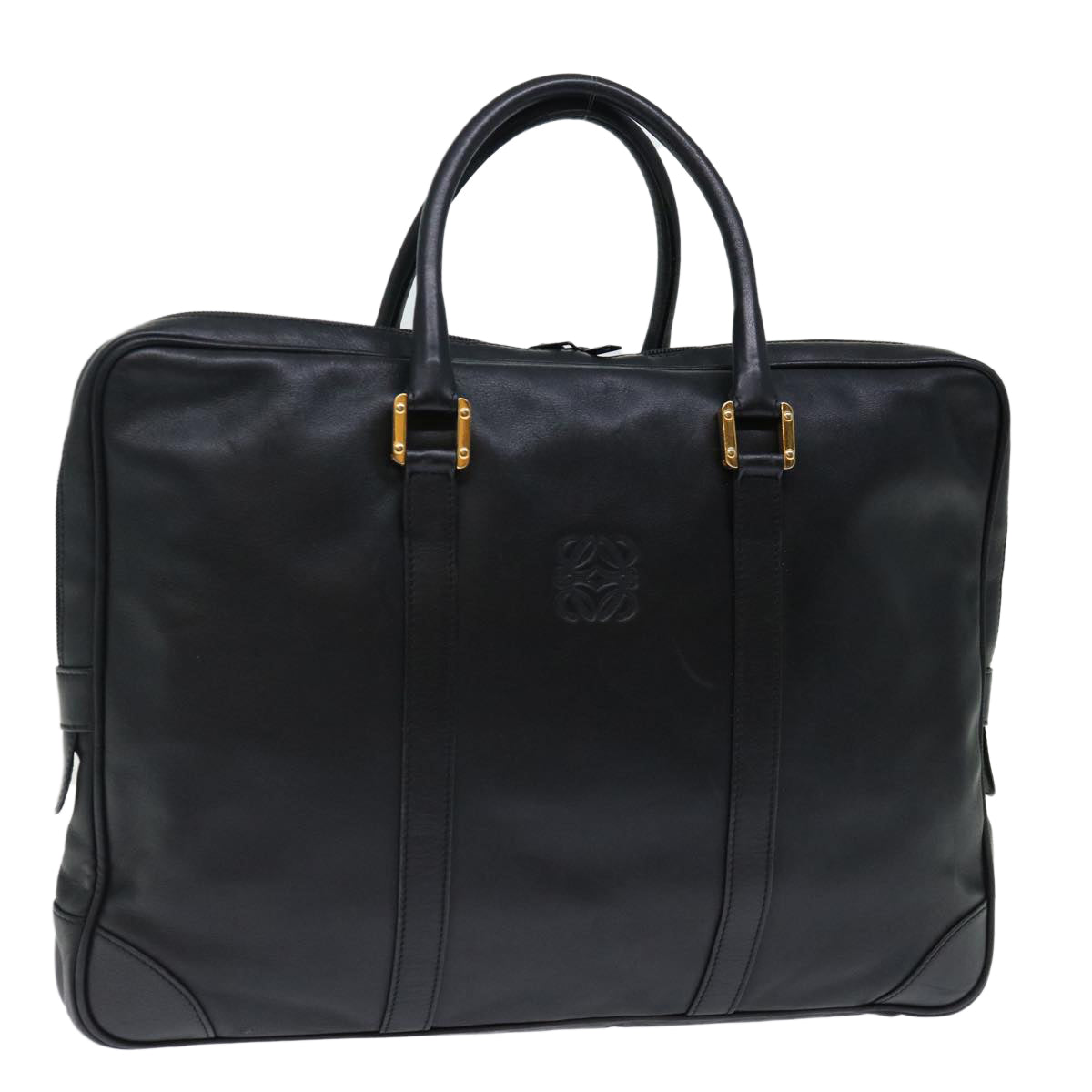 LOEWE Anagram Hand Bag Leather Black Auth 72706