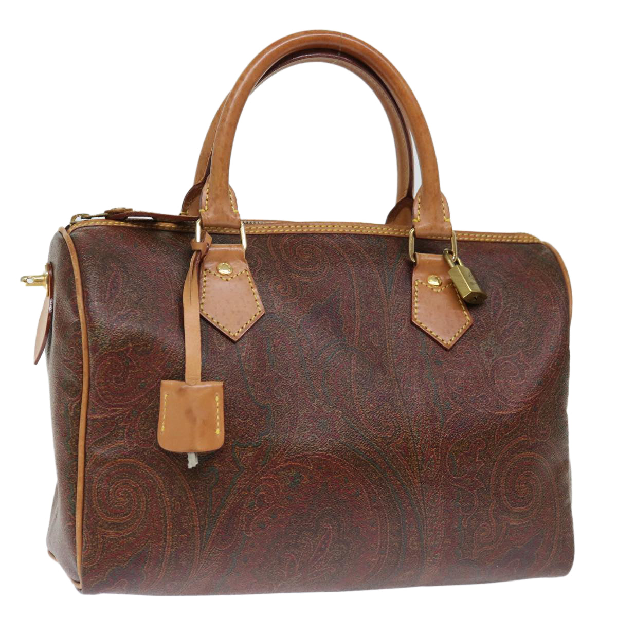 ETRO Paisley Boston Bag PVC Brown Auth 72710