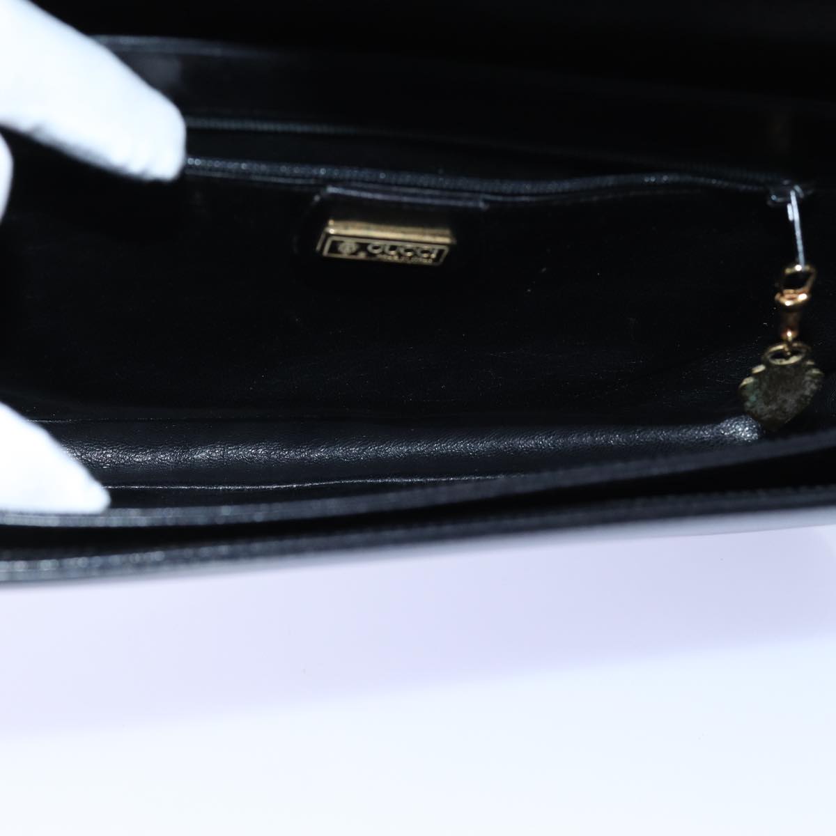 GUCCI Shoulder Bag Leather Black Auth 72713