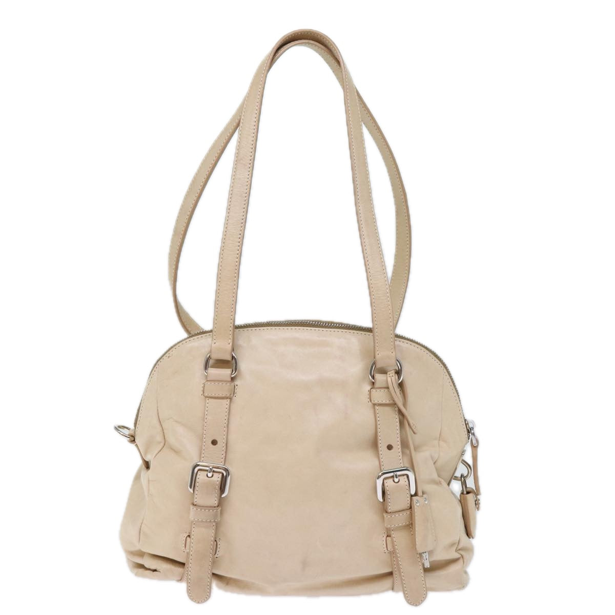 PRADA Shoulder Bag Leather Beige Auth 72717 - 0