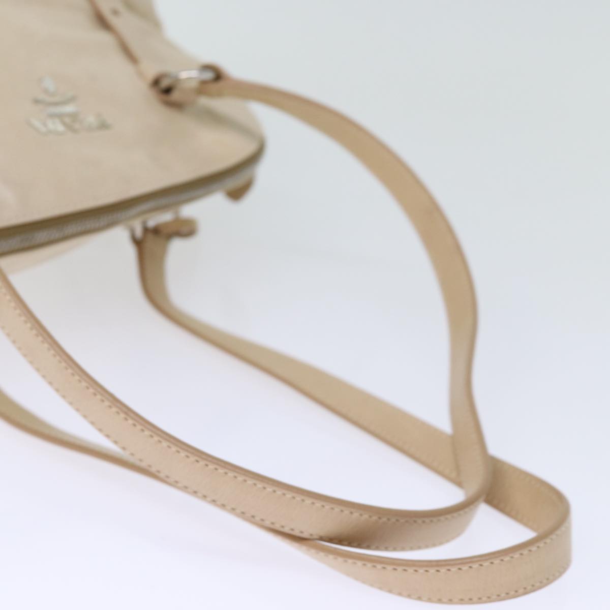 PRADA Shoulder Bag Leather Beige Auth 72717