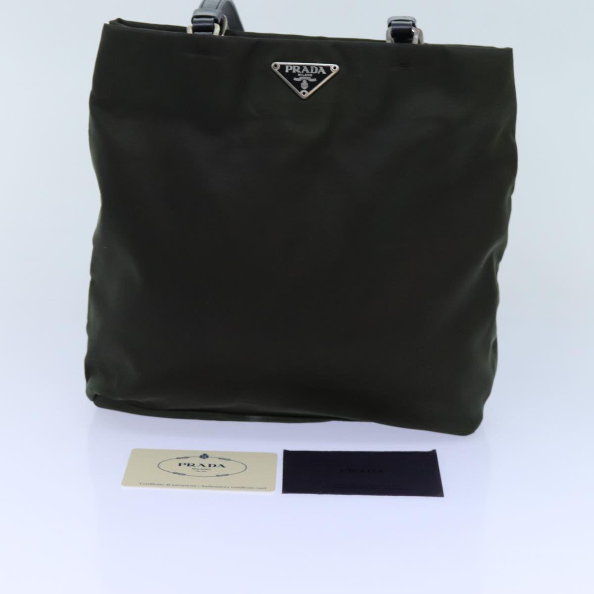 PRADA Hand Bag Nylon Khaki Auth 72729