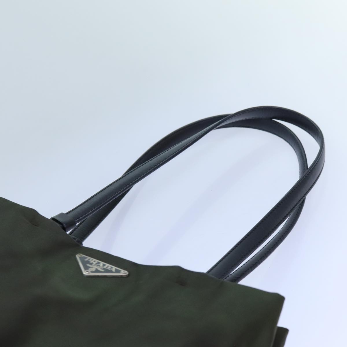 PRADA Hand Bag Nylon Khaki Auth 72729