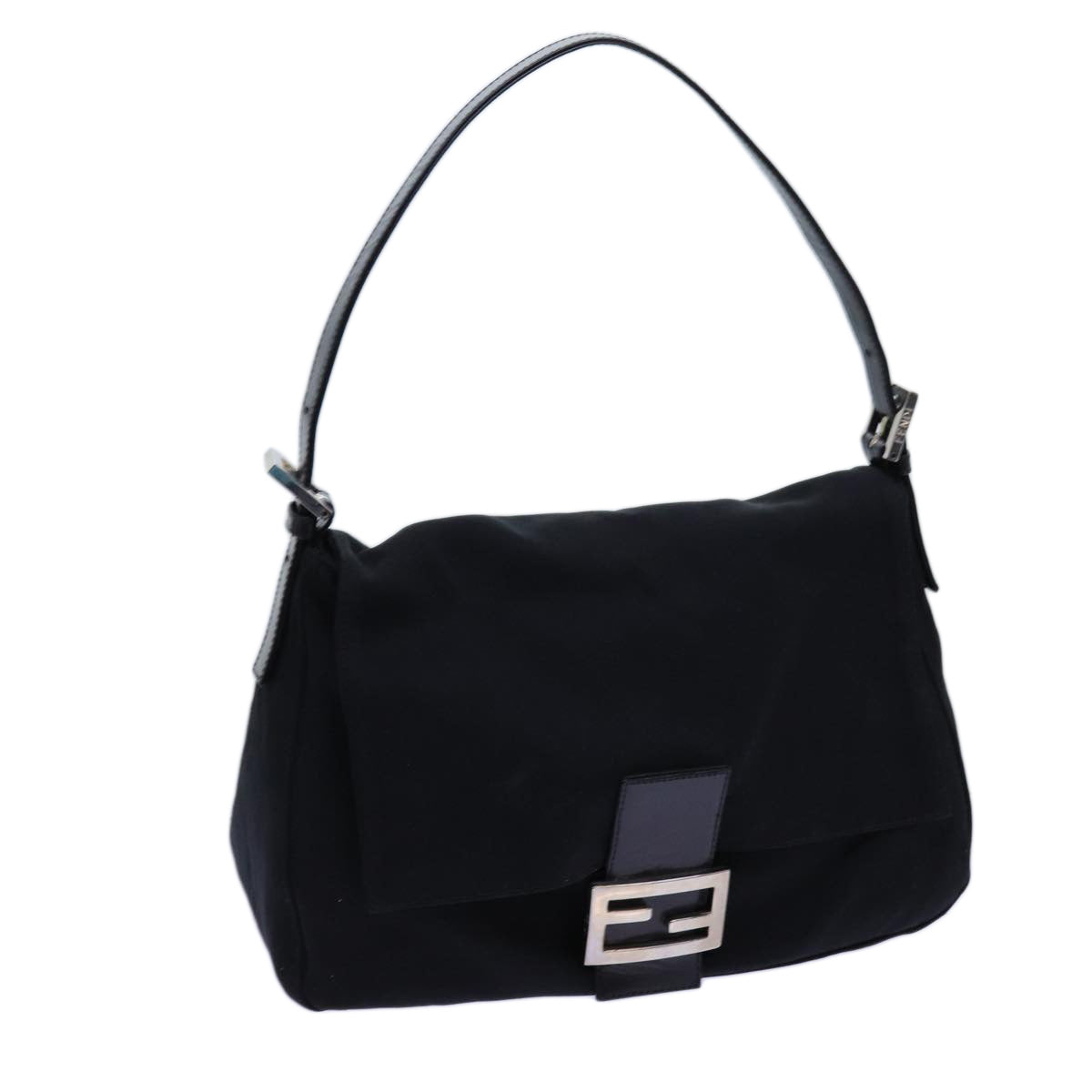 FENDI Mamma Baguette Shoulder Bag Nylon Black Auth 72742