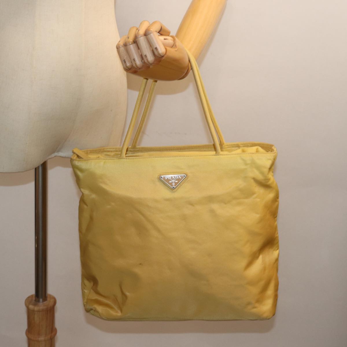 PRADA Hand Bag Nylon Yellow Auth 72745