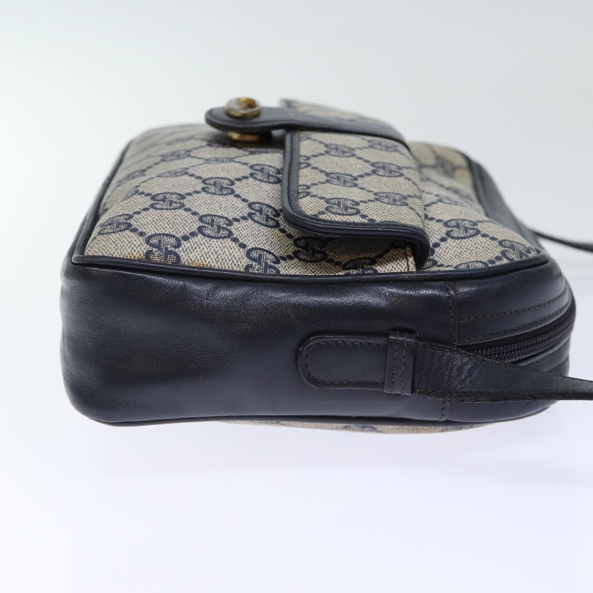 GUCCI GG Canvas Shoulder Bag PVC Navy Auth 72758